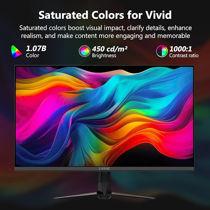 4K Monitor Z-Edge 27 inch IPS Monitor UHD 3840x2160 IPS Computer Monitor 450 cd/m² 160Hz Refresh Rate 1ms Response Time G274K Ultra-Thin Bezel