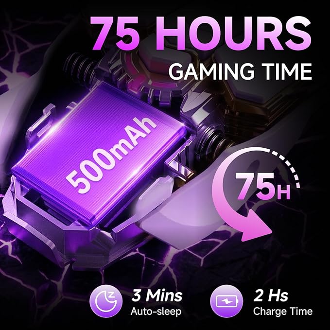 EWEADN G5 Wireless Gaming mouse 12800 Adjustable DPI Ergonomic Mouse with 6 RGB Backlit Modes Rapid Fire Key 9 Programmable Macro Buttons Rechargeable Bluetooth Mouse for PC/Mac/Laptop - White