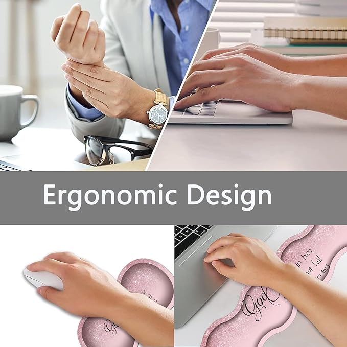 Large Gaming Mouse Pad + Keyboard Wrist Rest + Wrist Support + Coaster Set Memory Foam Ergonomic for Easy Typing XXL Extended Gaming Mouse Pad Table Pad - Bible Psalm 46:5