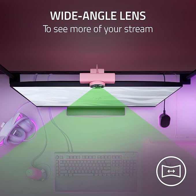 Razer Kiyo V2 X - 1080p30 Webcam for Content Creation and Streaming - Quartz Edition - FRML Packaging