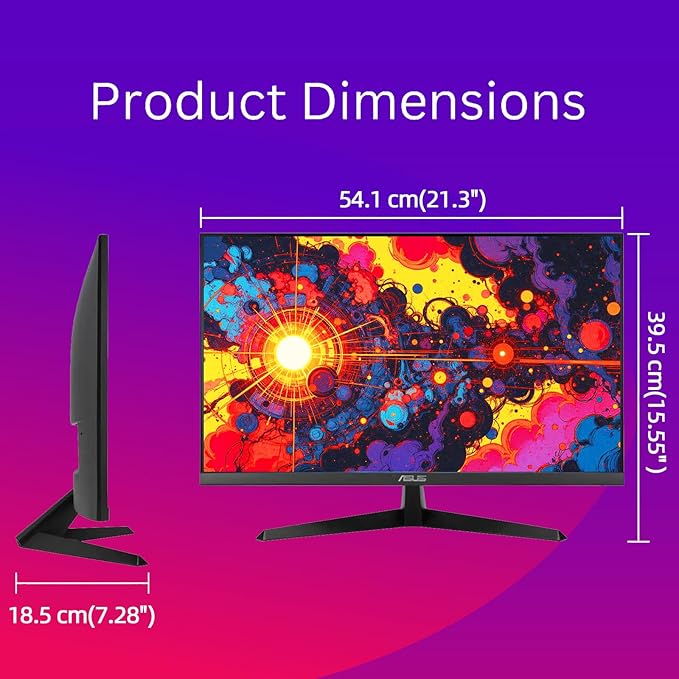 ASUS 24 FHD IPS Gaming Monitor 1080P Display 120Hz 1ms FreeSync Built-in Speakers Eye Care Plus Technology VESA Mountable TUV Certified Low Blue Light HDMI VGA