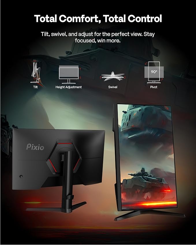 Pixio PX277 Prime Neo 27 inch 180Hz Refresh Rate QHD 1440p Resolution Fast IPS Panel 1ms GTG Response Time Gaming Monitor with Adaptive Sync