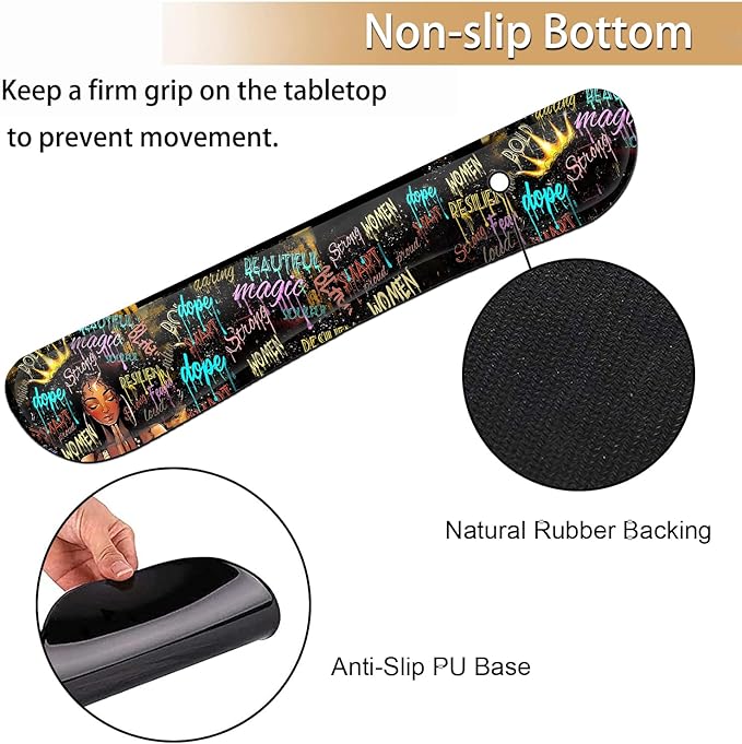 Ergonomic Gaming Mouse Pad Wrist Support and Memory Foam Keyboard Wrist Rest with Anti-Slip Base for Home Office Computer Desk Pad Gel Black Mouse Pad African American Black Women Graffiti Girl
