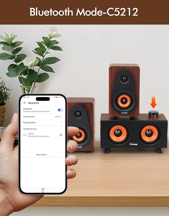 【2026 Update】 USB 2.1 Computer Speakers with Subwoofer 3.5mm/USB Input Pc Speakers with Subwoofer PC/Line-in/Bluetooth Modes Stereo Sound Ideal for Desktops and Laptops