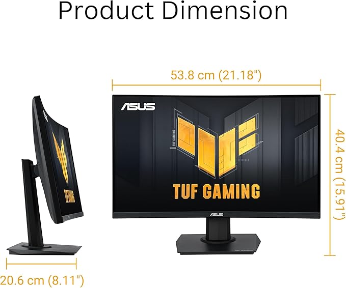ASUS TUF Gaming 24” (23.6 inch viewable) Curved Monitor (VG24VQER) – FHD 180Hz 1ms DCI-P3 90% Extreme Low Motion Blur Sync FreeSync Shadow Boost Eye Care DisplayWidget Center 3yr Warranty