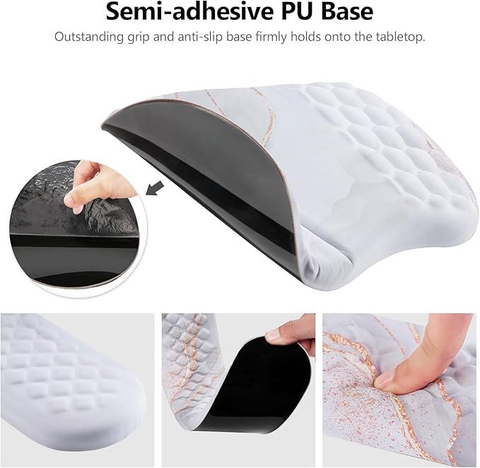 Mouse Pad Wrist Support Laokiiy 2 in1 Keyboard Wrist Rest+ Ergonomic Mouse Pad Non-Slip Wrist Rest for Computer Keyboard Made Easy Typing &amp Relieve Wrist Pain(White)
