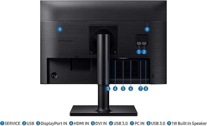 SAMSUNG FT45 Series 24-Inch WUXGA 1920 x 1200 Computer Monitor 75Hz IPS Panel HDMI DisplayPort DVI USB Hub Built-in Speakers Height Adjustable Stand 3 Yr WRNTY (LF24T454GYNXZA)Black