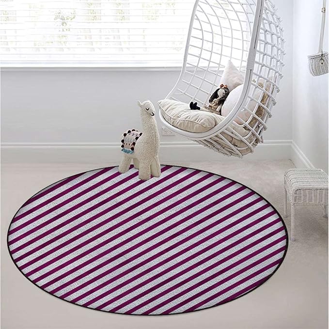Harbour Stripe Area Rug Rug for Living Room Soft Durable Rugs Carpet for BedroomRound Rug Bicolor Stripes Medieval ContrastMulticolor Diameter 60 in