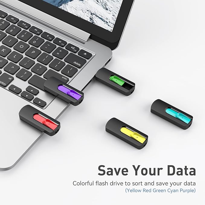 Aiibe 32GB Flash Drive 10 Pack 32GB USB Flash Drives Thumb Drive USB 2.0 Memory Stick Zip Drive USB Drives Bulk (32GB 10 Pack 5 Colors)