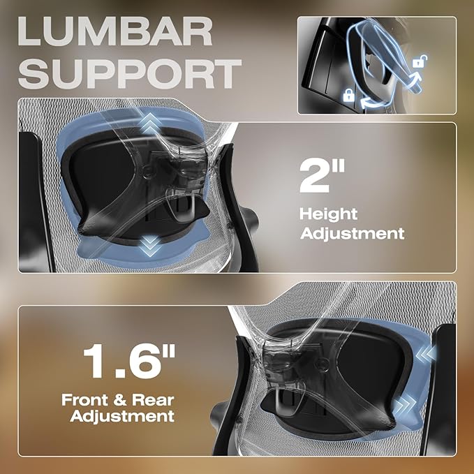 ELABEST X100 Ergonomic Mesh Office Chair with Footrest Big and Tall Hone Desk Chair with 5D Flip-Up Arms Adjustable 3D Lumbar SupportGaming &amp Executive Computer Chairs