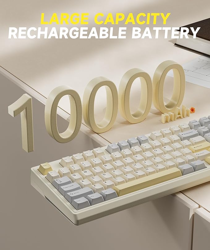 SOLAKAKA KI99 Pro 96% Wireless Gaming Keyboard RGB Creamy Keyboardw with Knob Hot-Swappable Pre-Lubed Switches Gasket Structure Mechanical Keyboards (Beige-White Non-Silent Version)