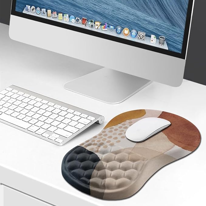 Hokafenle Ergonomic Mouse Pad Wrist Support Wrist Rest Mousepad for Carpal Tunnel Pain Relief with Integrated Memory Foam Slope Massage Bulge (11.8x7.9 inchAbstract Marble