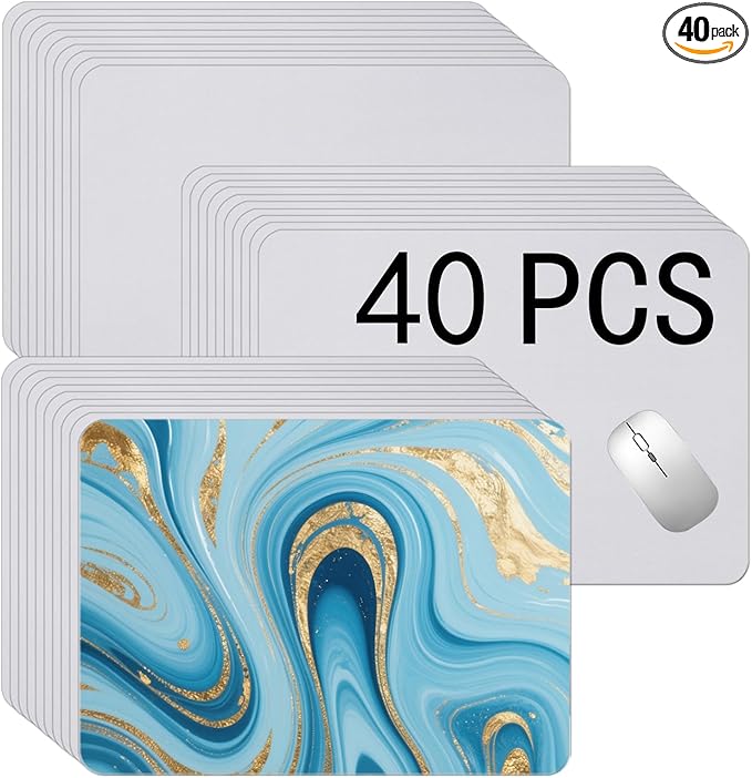 40 PCS White Mouse Pad 3mm Thick for Heat Press PrintingBulk Mousepad Blanks for Heat Transfer Crafts 22x18x0.3CM