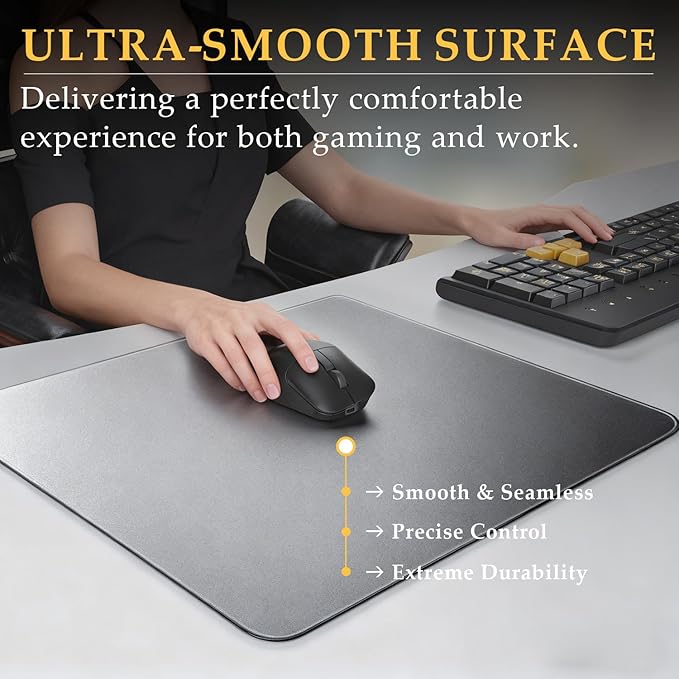 Glass Gaming Mousepad Tempered Glass Hard Mouse PadSmooth SurfacePrecise ControlSuitable for Esports Games and Office Use12.2x16.2InBlack