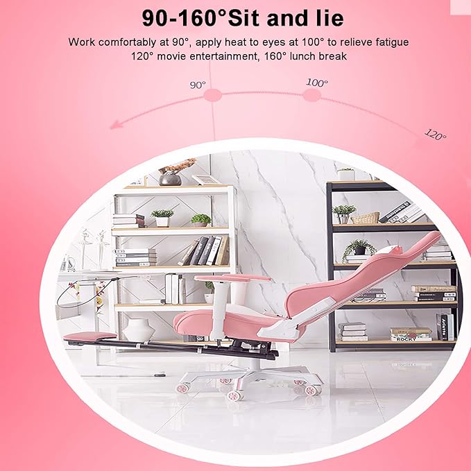Office Chair Gaming Chair Computer Chair High Back Adjustable E-Sports Swivel Chair ReclinerRacing Office Computer Chair Andrgonomic Desk Chair with Lumbar PillowPU Leather Gaming Chair wi