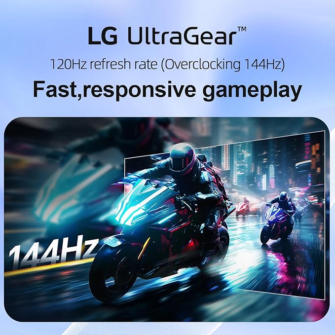 LG 24 Ultragear FHD Gaming Monitor IPS Display 144Hz Refresh Rate 1ms MBR HDR10 sRGB 99% Color Gamut NVIDIA G-SYNC Compatible AMD FreeSync HDMI DisplayPort Vase Mountable Tilt Black