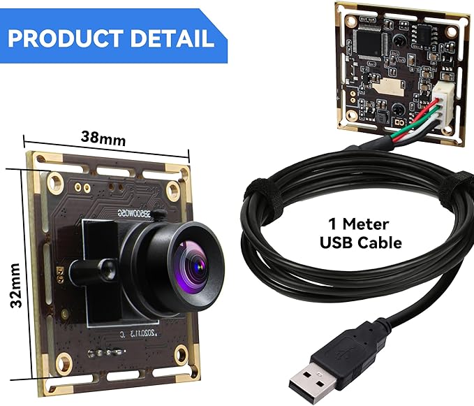 5MP USB Camera Module No Distortion Lens 1944P UVC Computer Webcam Industrial Lightburn Camera for Windows Linux Android and Mac OS