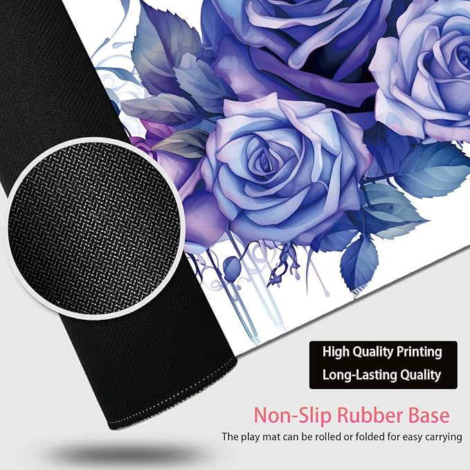 Large Gaming Mouse Pad + Mouse Wrist Rest Pad + Coaster Combination 31.5 x 11.8 Durable Non-Slip Extension Table Mat Suitable for Office and Home Roses Butterflies Verse Phil 4-13