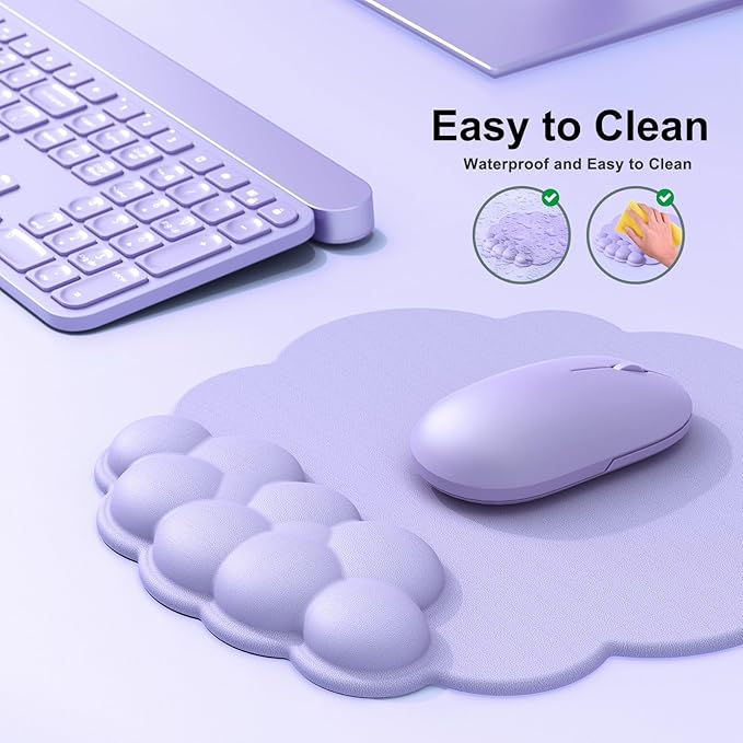 Cloud Mouse Pad with Wrist Rest Cloud Keyboard Wrist Rest Mouse Pad Wrist Support Ergonomic Keyboard Mouse Wrist Support (Purple)