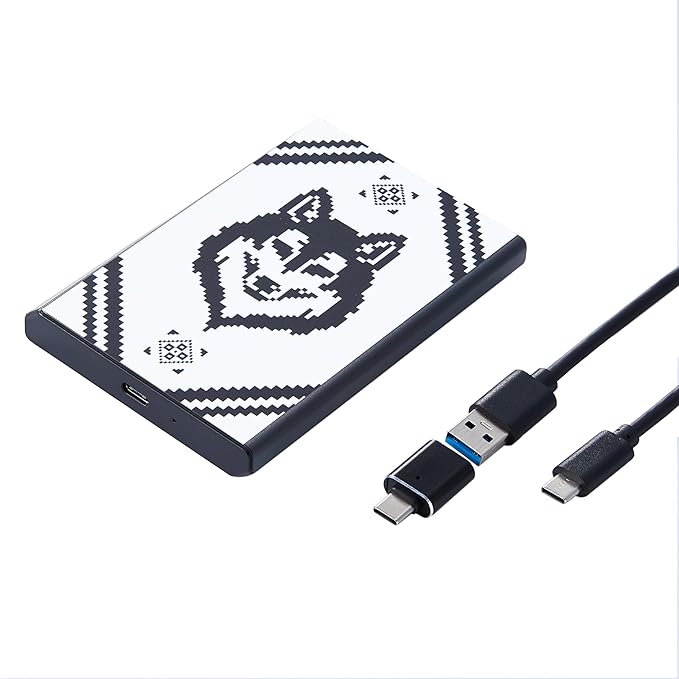Plicnla Portable External Hard Drive 500GBUSB 3.0 USB-C Storage Expansion for PC Mac Desktop Laptop PS4/5 Xbox One X/S Xbox 360 (Wolf)