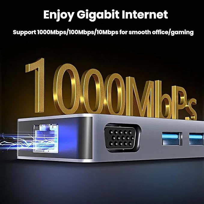 Laptop Docking Station Dual Monitor HDMI Docking Station 3 Monitors HDMIUSB C Hub Multiport Adapter with DP and VGA10Gbps USB 3.2100W PD Charging Gigabit Ethernet SD/TF for Mac Dell HP Lenovo