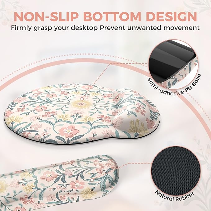iCasso Desk Mat Large Mouse Pad Wrist Support Set XXL Large Mousepad + Keyboard Wrist Rest+Mouse Wrist Rest+Coastert with Ergonomic Design for Home Office Computer