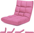 MAT EXPERT 14-Position Floor Chair Floor Gaming Chair w/Resilience Sponge Alloy Steel Frame Padded Bed Couch Recliner Floor Chair with Back Support for Reading Meditating (Pink)