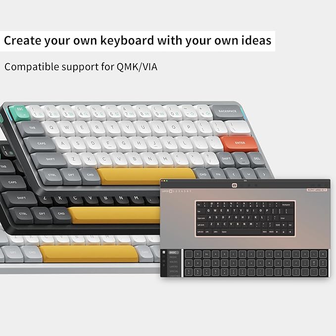 nuphy Air60 V2 Portable Wireless Keyboard 60% Low Profile Mechanical Keyboard Support QMK/VIA Compatible with Windows/mac OS/Linux Supports Bluetooth 5.1/2.4GHz/Wired USB-C Black - Gateron Aloe Switch