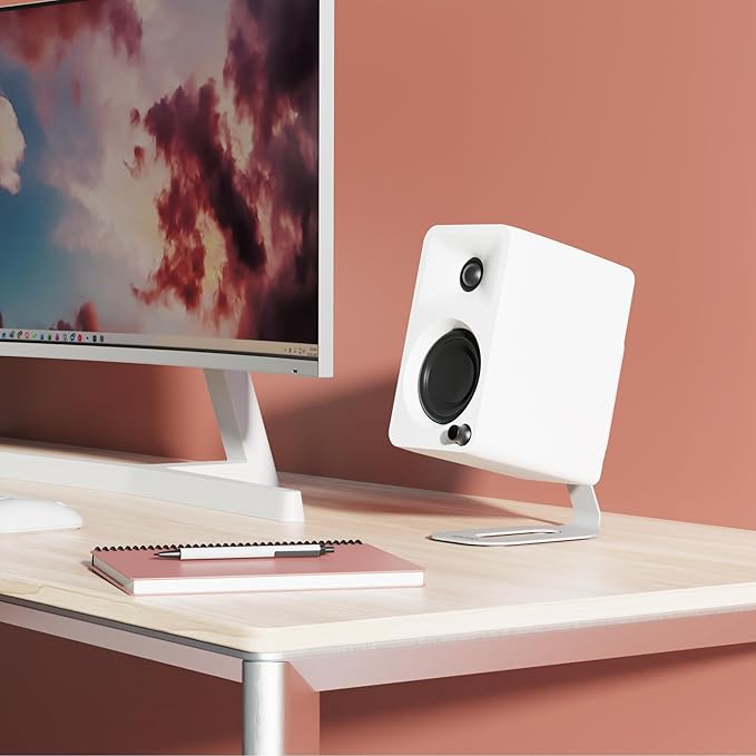 Kanto ORAMW 100W Powered Reference Desktop Computer Speakers with Bluetooth 5.0 and USB-C Input | Bi-Amplified | 100 Hz Automatic Crossover | Reference Quality Sound | Pair | White