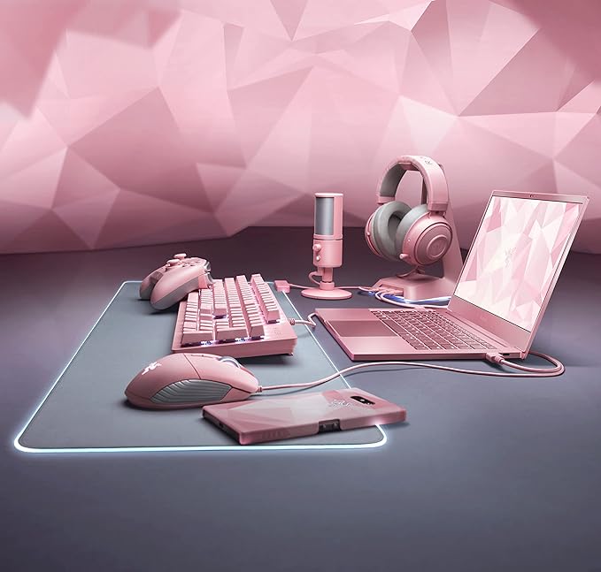 Razer Goliathus Extended Chroma Gaming Mouse Pad: Customizable Chroma RGB Lighting - Soft Cloth Material - Balanced Control &amp Speed - Non-Slip Rubber Base - Quartz Pink