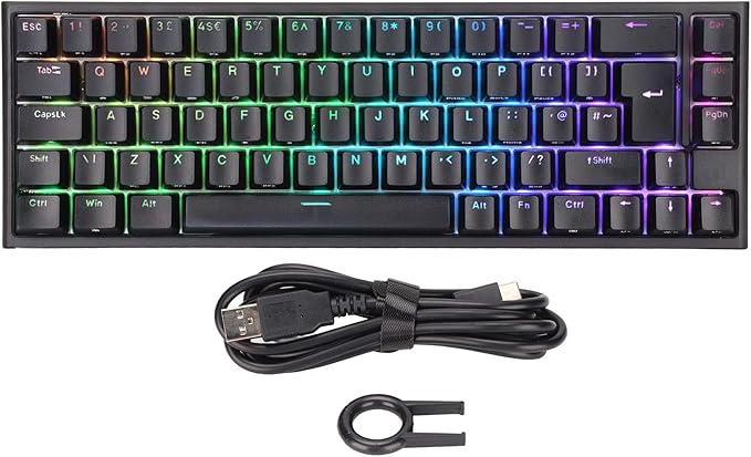 Mechanical Gaming Keyboard 68 Keys RGB Backlit Type C USB Keyboard Wired Computer Gaming Keyboard for PC Office Desktop Computer