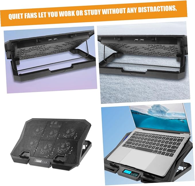 Kisangel Laptop Cooling Pad and Stand 15.6-inch with Adjustable Fan Speed Quiet USB Laptop Cooler for PC Notebook Blue LED Light Cooling Base for Home and Office Use