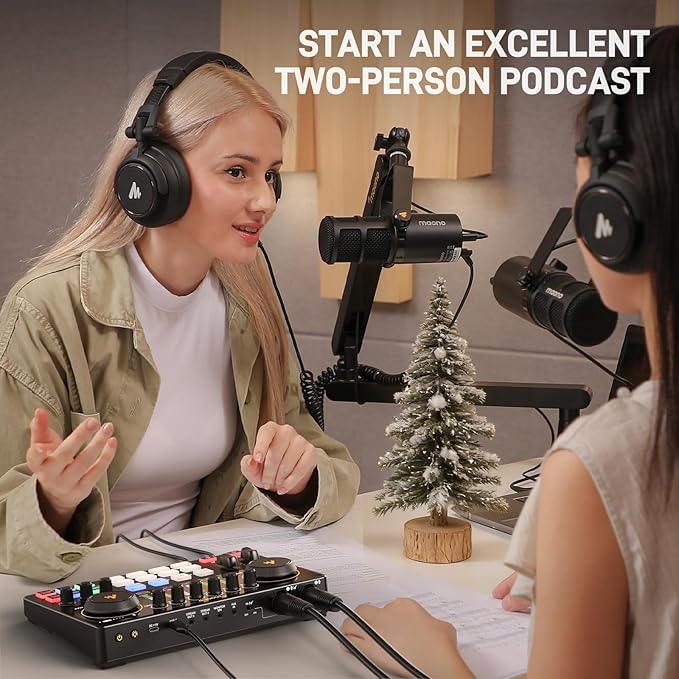MAONO Podcast Equipment Bundle: Audio Interface mixer with Dual XLR Input for Podcast Streaming - MaonoCaster E2 Gen2