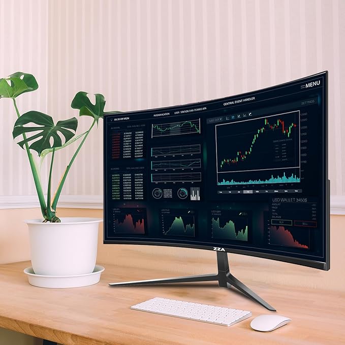 ZZA 27 Gaming Monitor1920 * 1080P 144Hz Curved Computer MonitorHDMI *1VGA*1Tilt AdjustableVESA Compatible Black