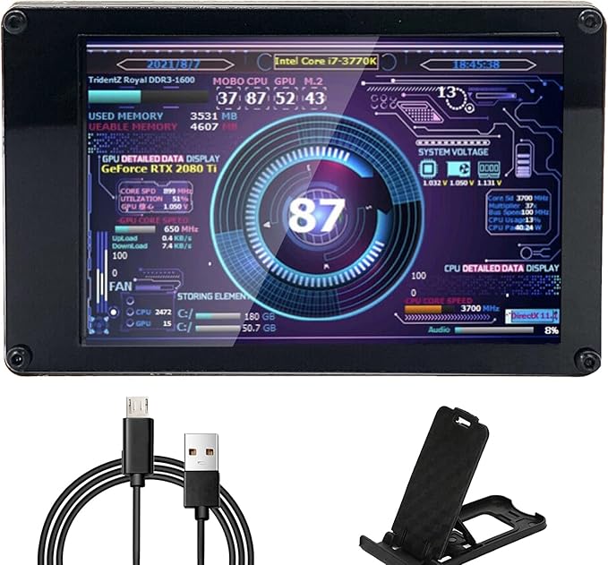 Sanpyl PC CPU Data Monitor 3.5 Inch IPS USB Mini Screen Computer Sensor Panel Display Temperature Monitor for aida64 PC CPU Data Monitor for RasPi for Linux for