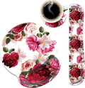 Mouse Pad Wrist Support and Keyboard Wrist Rest with CoasterNon-Slip Rubber Base Ergonomic Gaming Mousepad for Home Office Working Studying Easy Typing &amp Pain ReliefRoses and Hyacinth Flowers