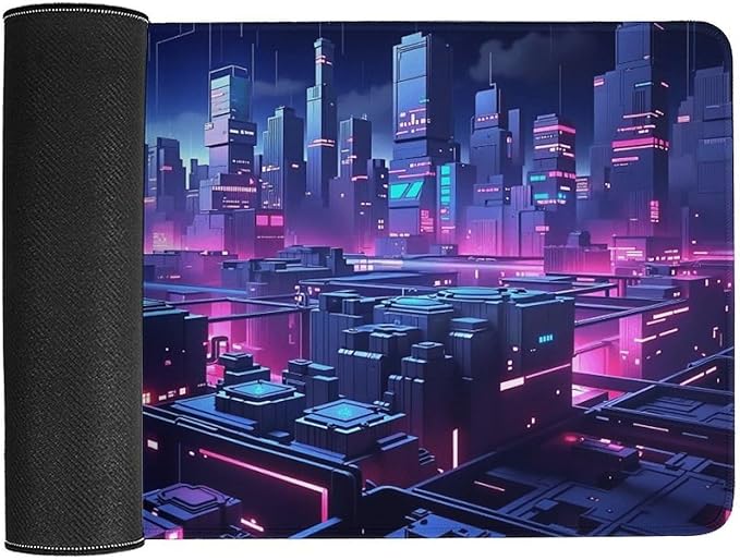 Cityscape Gaming Mouse Pad Non-Slip Rubber Base XL Mousepad Waterproof Washable Stitched Edge Mouse Mat for Desk Home Office 29.5x16
