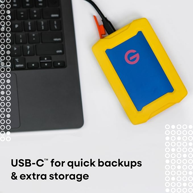 1TB G-Drive ArmorATD Rugged Durable Portable External HDD Up to 130MB/s USB-C (5Gbps) USB 3.2 Gen 1 – SDPHE1G-001T