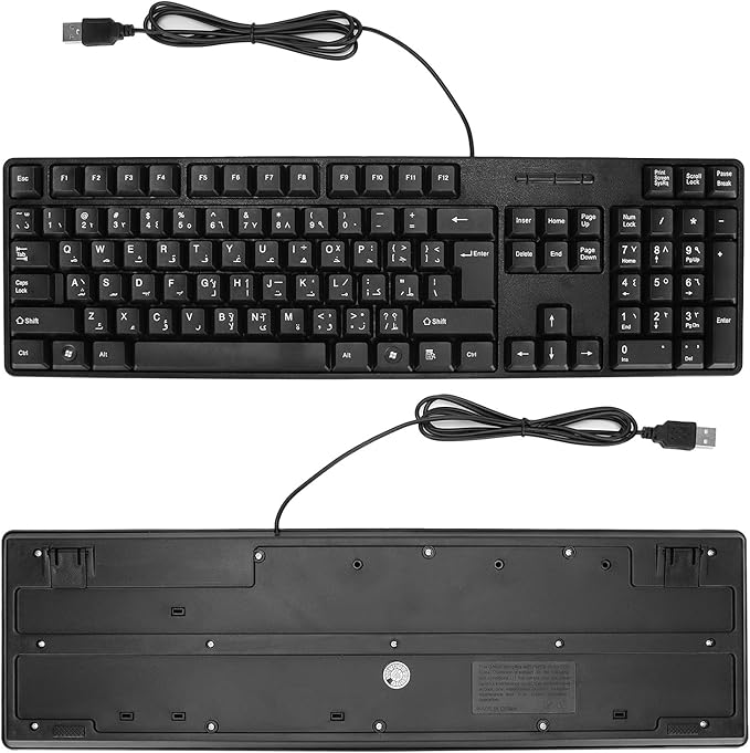 Estink Keyboard Gaming Mechanical Ergonomic Gaming Keyboard English Arabic Bilingual Light Proof Keyboard for PC Laptops Improve Gaming Experience