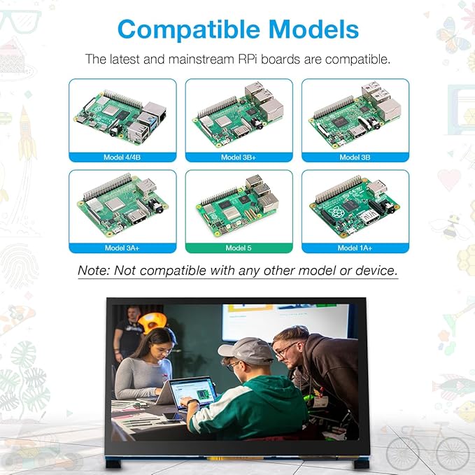 7 Inch Touchscreen IPS DSI Display Compatible with Raspberry Pi 5/4/3 800x480 Pixel Capacitive Screen MIPI Driver-Free Interface