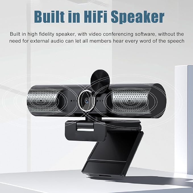 Webcam PC Webcam with Dual Noise Reduction Microphone 2K 30 Frame Auto Focus FHD USB Computer Web Camera with Lens Cover for Video Conference Studying Live Streaming