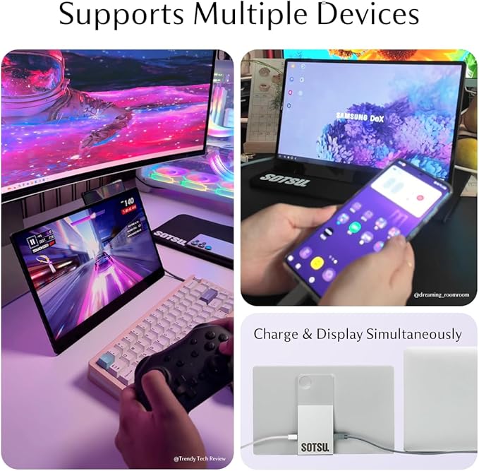 SOTSU FlipAction Go 14 Premium Portable Monitor | Full HD 1080p | 400 Nits | 100% sRGB | Robust yet Lightweight | Pivoting Landscape &amp Portrait Display | Tempered Glass Cover | USB-C &amp Mini H