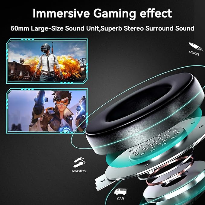 Gaming Headset for PC/PS4/PS5/Xbox One/Switch Stereo Surround Sound Gaming Headphones with Noise Canceling Flexible Mic Computer Headset with 3.5mm Jack(Black)