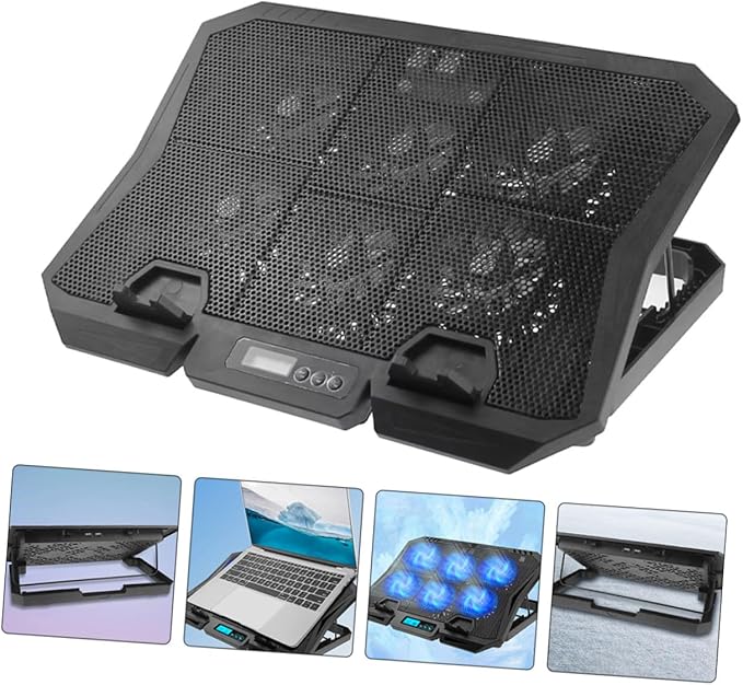 Laptop Cooling Pad 15.6-inch Quiet Fan Cooling Stand Adjustable Speed with Blue LED for Laptops and Heat Dissipation