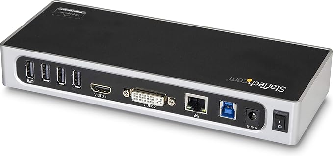 StarTech.com USB 3.0 Docking Station - Dual Monitor Laptop Docking Station with HDMI &amp DVI/VGA Video - 6-port USB 3.1 Gen 1 5Gbps Hub GbE Audio - Universal Type-A Dock - Windows &amp Mac (DK30A