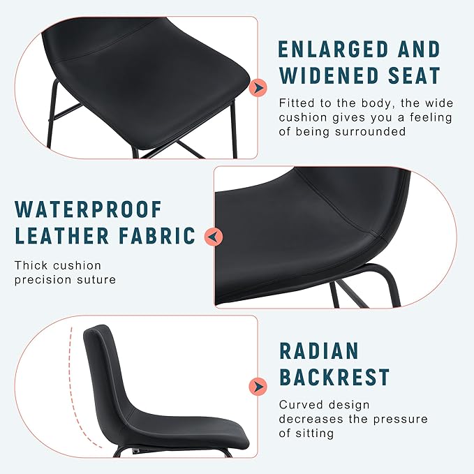 Classic Black PU Leather Chair A Stylish Seat Suitable for Modern Minimalist and Industrial Style Settings.