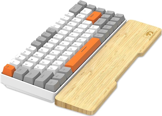 Bamboo Keyboard Wrist Rest for Computer Keyboard Ergonomic Mechanical Keyboard Wrist Rest Hard Wrist Rest for Pain Relief Anti-Slip Keyboard Rest Pad for Laptop/PC Gaming/Mac (68-Key)