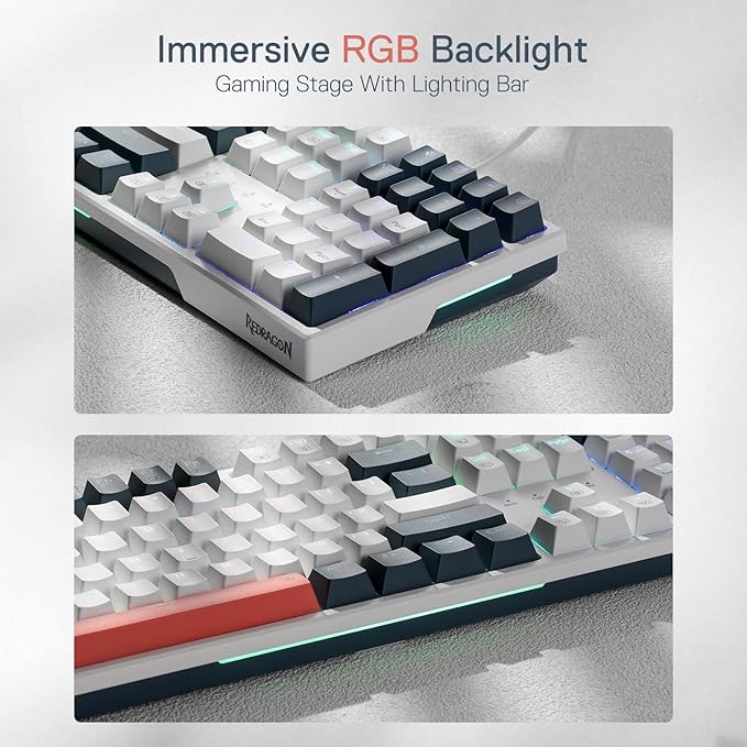 Redragon K668 RGB Gaming Keyboard 108 Keys Wired Mechanical Keyboard w/Extra 4 Hotkeys Sound Absorbing Foams Upgraded Hot-swappable Socket Mixed Color Keycaps x 2 Sets Red Switch