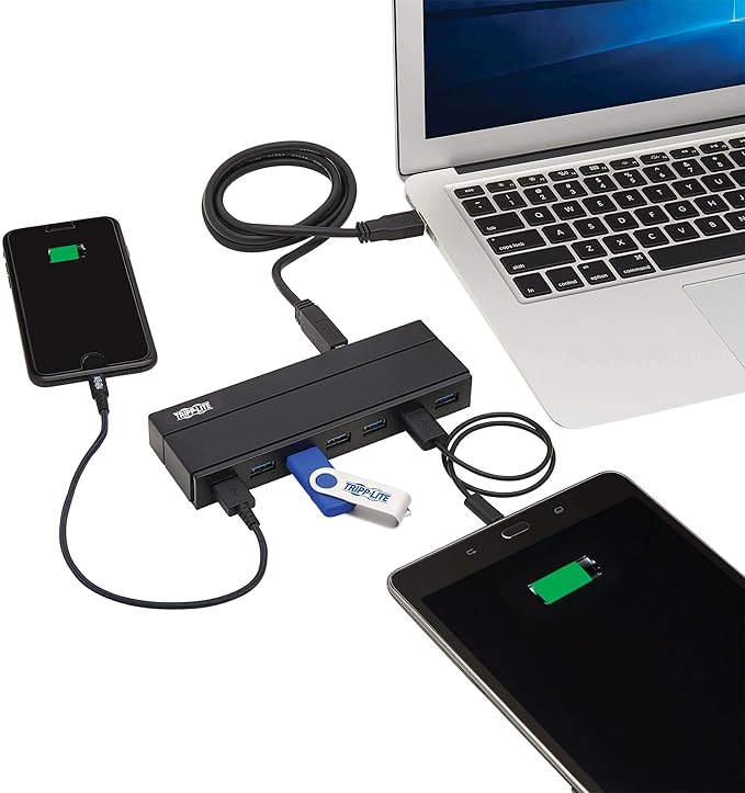 Tripp Lite 7-Port USB-A 3.0 SuperSpeed Hub with 2A USB Charging Port for Fast Charging (U360-007)