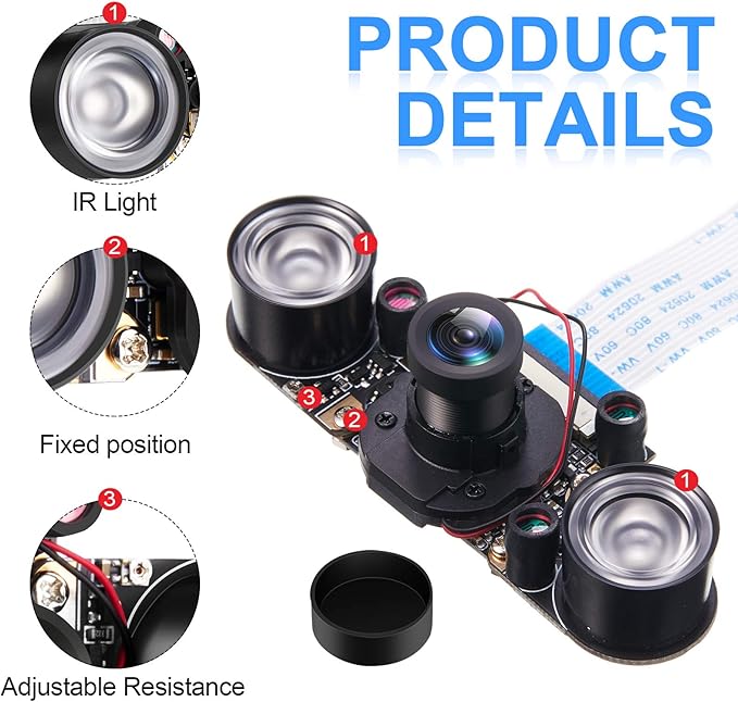Weewooday 2 Sets for Camera 1080P Webcam 5MP OV5647 Sensor Day and Night Vision IR-Cut Video Focus Adjustment Compatible with Raspberry Pi RPi 4 3 B/B+ 2B 3A+ 2 1 Camera